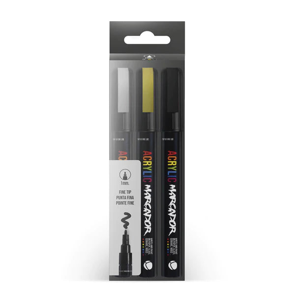 MTN MARCADOR Acrylic 3-Pack Silver/Gold/White