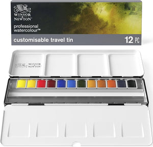 Winsor and Newton Professional Water Colour - Black Box 12 Half Pans Set