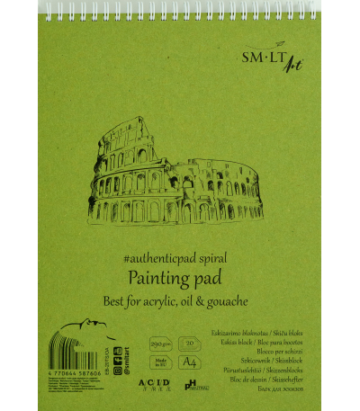SM.LTart - Authentic Line A4 Sketch Pad Coarse Natural White Paper 20 Sheets Perforated with Double Spiral Recycled 290gsm Natural White
