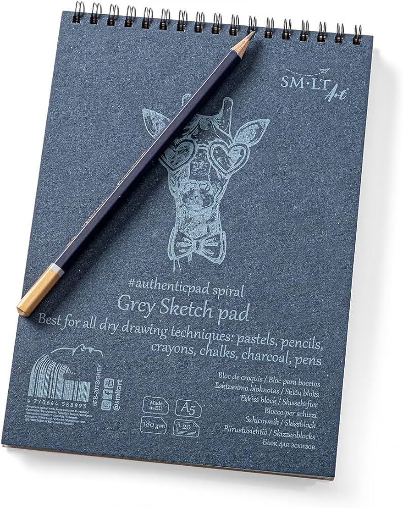 SMLT Art - Authentic Line A4 Grey Sketch Pad 180 GSM 30 Sheets Perforated