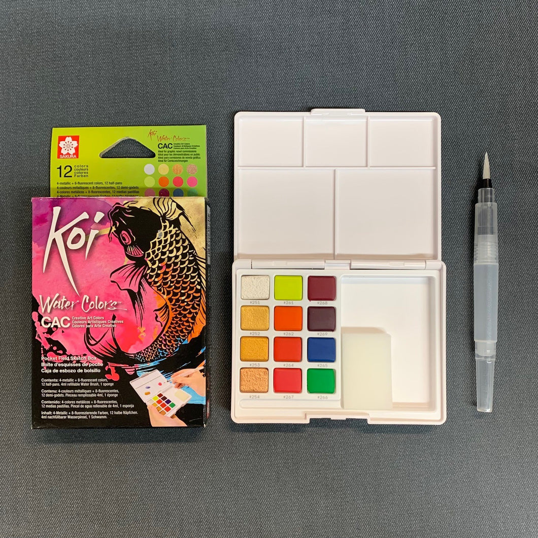 Sakura Koi Pocket Field Watercolour Box x 12 in Normal or Metallic