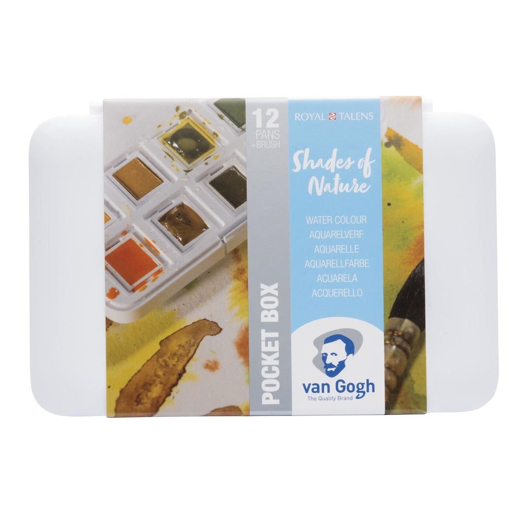 Royal Talens - Water Colour Pocket Box Shades of Nature with 12 Colours in Half Pans
