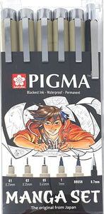 Sakura Pigma Black Manga set 6 + clutch pencil
